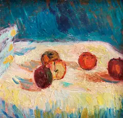 Peter Bartoš, Zátišie s jablkami, 1964, Olej na sololite
