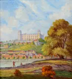Jozef Blanarovits, Pohľad na Bratislavu, 1957, Olej na kartóne