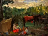 Ernest Rákosi, V tábore, Okolo 1950, Olej na sololite
