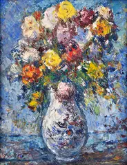 Emil Paulovič, Kytica v modrom, 1969, Olej na kartóne