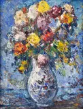 Emil Paulovič, Kytica v modrom, 1969, Olej na kartóne