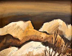 Ábel Svätozár, Oravská krajina v zime, 1985, Akryl na kartóne