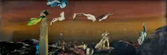 Tibor Bártfay, Antická krajina, 1973, Koláž na kartóne