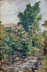 Viktor Hermély, Lesný potok, Okolo 1920, Akvarel na papieri