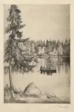 Viktor Hermély, Člnok na jazere, Okolo 1920., Ceruza na papieri