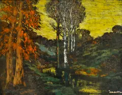 Anton Jasusch, Pri západe slnka, Pred 1914, Pastel na papieri