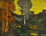 Anton Jasusch, Pri západe slnka, Pred 1914, Pastel na papieri