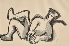 Mikuláš Galanda, Ležiaci zbojník, Okolo 1930, Kresba ceruzou na papieri