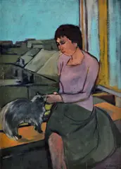 Žena s mačkou by Eugen Nevan, 1959, Olej na plátne, sold Jun 2012