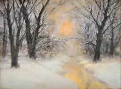 – Kovács László Kézdi, Zimný les, Okolo 1910, Olej na plátne