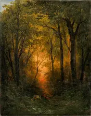 Georg Geyer, Srnka v lese, Okolo 1890, Olej na plátne