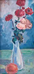 Ernest Špitz, Kytica klincov, Okolo 1957, Tempera, kombinácia techník na kartóne