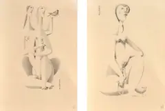 Theodor Lugs, Dve figurálne štúdie, 1958, Kresba ceruzou na papieri