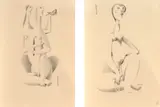 Theodor Lugs, Dve figurálne štúdie, 1958, Kresba ceruzou na papieri