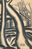 Stromy by Milan Laluha, okolo 1965, uhoľ na kartóne, sold Jun 2012