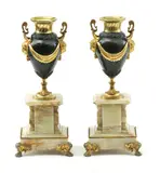 Bez názvu by Ozdobných Kozubových Váz V Empírovom Štýle Pár, Okolo 1900, Mosadz, zelený ónyx, sold Jun 2012