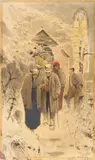 Po polnočnej omši I. by Ladislav Mednyánszky, Okolo 1883, Akvarel, papier, sold May 2012