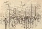 Trh v Szolnoku by Ladislav Mednyánszky, Okolo 1880 (1877), Tuš, papier, sold May 2012