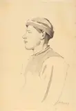 Slovenský mládenec z profilu by Ladislav Mednyánszky, Okolo 1890, Lavírovaný tuš, papier, sold May 2012