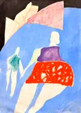 Na prechádzke. by Milan Paštéka, 1975., Tempera, pastel na papieri., sold Apr 2012