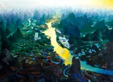 Róbert Bielik, Rieka Lee v údolí Yang Shuo (Čínska krajina)., 2010., Olej na plátne.
