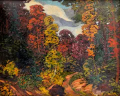 Anton Jasusch, Údolie Hornádu na jeseň, Okolo 1914, Olej na kartóne