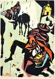 Vincent Hložník, Mexický motív, 1959-61, Farebný drevorez na papieri (nečíslované)