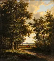 Marinus Adrianus Koekkoek, Prechádzka v lese, Okolo 1850, Olej na dreve