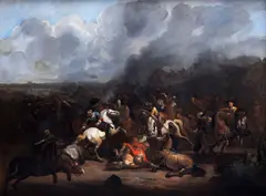 August Querfurt, Bojová scéna, Okolo 1750, Olej na plátne, dublované