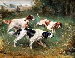 Na poľovačke by Carl Reichert, Okolo 1880, Olej na mahagónovom dreve, sold Mar 2012