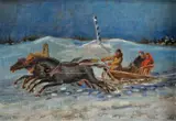 Vladimir Orloff, Ruská trojka, 1941, Olej na plátne, dublované na kartóne