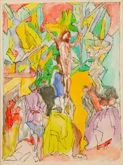 Jacques Villon, Ukrižovanie, okolo 1960, farebná litografia na autorskom papieri