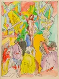Jacques Villon, Ukrižovanie, okolo 1960, farebná litografia na autorskom papieri