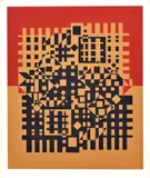 Viktor Vasarely, Konštruktivistická kompozícia I., Okolo 1980, Farebná serigrafia na papieri (7/90)