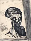 Milan Laluha, Autoportrét, 1967, Ceruza na papieri