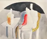 Dvaja s fľašou by Milan Paštéka, 1977, Akvarel na papieri, sold Mar 2012