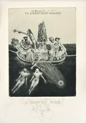 Albín Brunovský, Ex libris Hans Halbey, 1982, Lept na papieri
