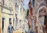 Jozef Bendík, Ulička v Dubrovníku, Okolo 1960-70., Akvarel na papieri