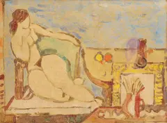 Model v ateliéri by Július Ludwig Balogh, 1967, Monotypia na papieri, sold Dec 2011