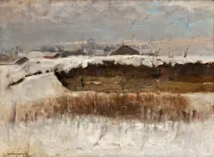 Ladislav Mednyánszky, Zimná Budapešť, Okolo 1890, Olej na plátne