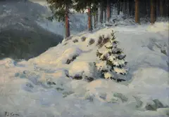 Péter Gyula Kern, Les v zime, Okolo 1940, Olej na kartóne