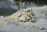 Péter Gyula Kern, Les v zime, Okolo 1940, Olej na kartóne