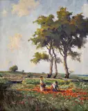 Ernest Rákosi, Zbieranie divých makov, Okolo 1920, Olej na plátne