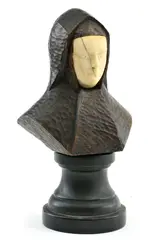 Poprsie ženy vo vlniaku by Július Bártfay, Okolo 1940, Drevo, kosť, sold Dec 2011