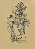 Martin Benka, Slnečnice (podľa kresby uhľom z roku 1930), 1944, litografia na papieri