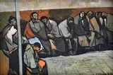 V čakárni by Vincent Hložník, 1949, Olejová tempera na kartóne, sold Dec 2011