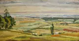 Ernest Zmeták, Krajina so skupinou stromov, Okolo 1965, Olej na plátne