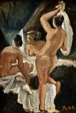 János Kiss, Kúpanie, Okolo 1920, Olej na kartóne