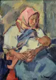 Gustáv Mallý, Mamičkin miláčik, 1945, olej na plátne