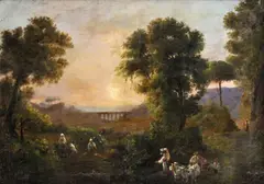 Talianska krajina s akvaduktom by András Markó, 1883, olej na plátne, sold Nov 2011